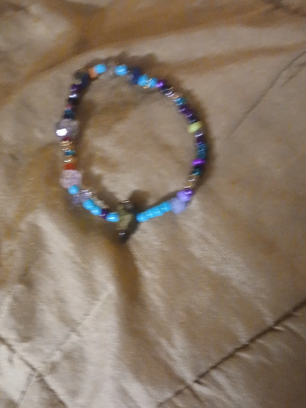 Handmade Multicolor Beaded Bracelet - Vibrant Turquoise & Purple Accent